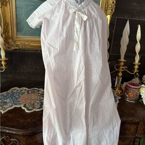 Charming White Baby Gown with Satin Ribbon